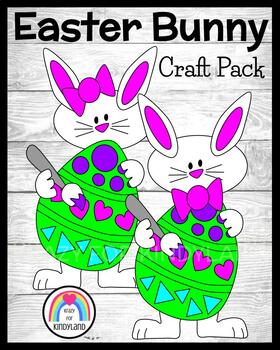 Preview of Easter Bunny Craft Shape Activity - Rabbit Egg Painting - Math - Art Center