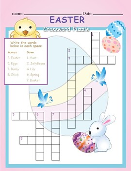 Easter Bunny Crossword Puzzle Coloring Page by Just Pencil | TPT