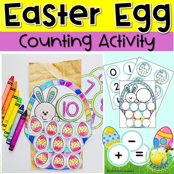 Preview of Easter Bunny Egg Basket Number and Counting Activity: A Fine Motor Math Craft