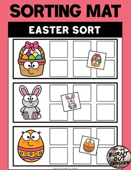 Preview of Easter Bunny Eggs Basket Visual Discrimination Sort Sorting Binder Spring Task