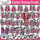Easter Bunny Emoji Clipart: 52 Emoticons Clip Art Black & 