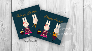 Preview of Easter Bunny Gift Tags, Easter Cookie Tag, Easter Basket Tags
