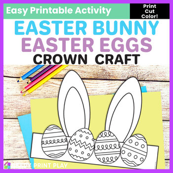 Preview of Easter Bunny Hat Craft Printable: Print, Cut, & Color a Bunny Ear Egg Crown!