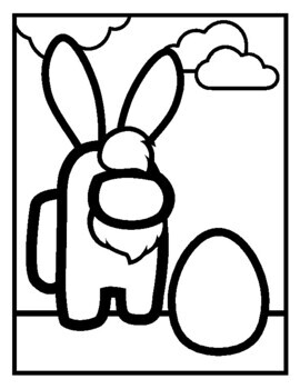 Among Us Easter Bunny Coloring Pages : Easter Bunny Hiding Eggs