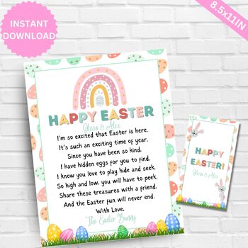 Easter Bunny Letter - Kids, Easter Gift Tag Printable and Editable ...