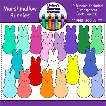 Preview of Easter Bunny Marshmallow Peeps Clipart {Commercial & Personal Use}