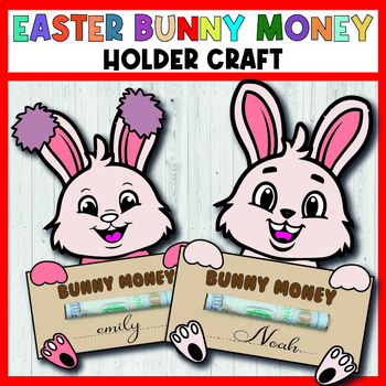 Preview of Easter Bunny Money Holder Craft,Easter Craft Activities,Easter Bunny Name Craft
