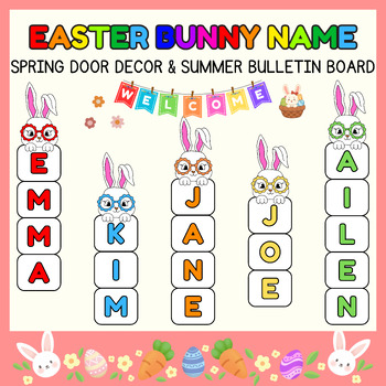 Preview of Easter Bunny Name Craft Activity l Spring Door Decor & Summer Bulletin Board