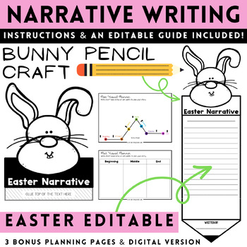 Preview of Easter Bunny Narrative Text Writing Display Pencil Craft & Story Planner