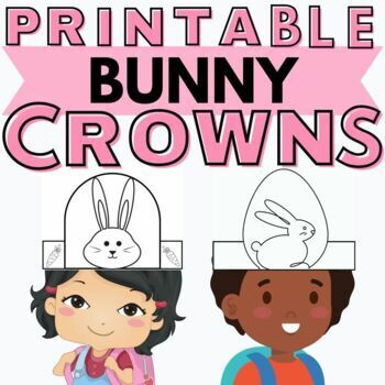 Preview of Easter Bunny Activity | Easter Egg Coloring Page | Spring Crown Hats Preschool