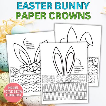 Preview of Easter Bunny Paper Crowns - 6 Crown Templates & Extra Decorations