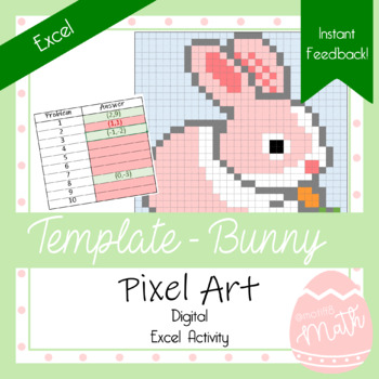 Preview of Easter Bunny Pixel Art Template | Excel Spreadsheet | Any Grade & Subject