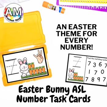 Preview of Easter Bunny Rabbit American Sign Language (ASL) Number 0 - 20 Tracing Task Card