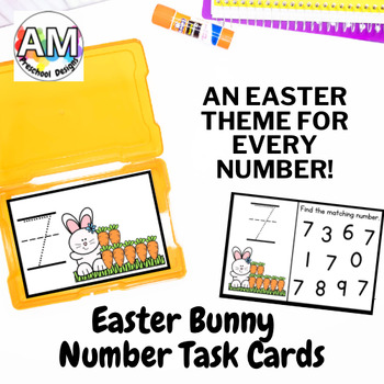 Preview of Easter Bunny Rabbit Numbers 0 - 20 Tracing Task Flashcards - number activity