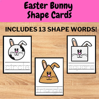 Preview of Easter Bunny Rabbit Shape Vocab Cards - Easter Shapes Go Fish or Memory
