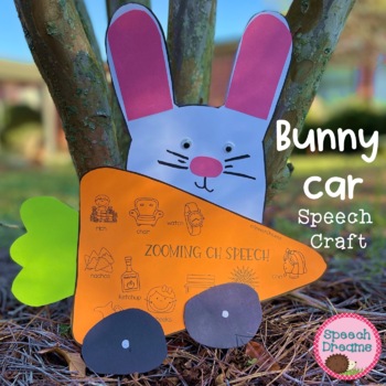 Preview of Easter Bunny Race Car Speech Therapy Craft for Articulation and Language Targets
