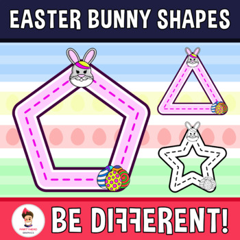 Preview of Easter Bunny Shapes Clipart Guided Set Motor Skills Pencil Control Eggs April