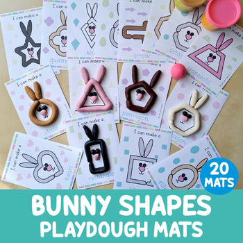 Preview of Easter Bunny Shapes Playdough Mats, Play Doh Activity, Fine Motors Skills Game