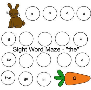 Preview of Easter Bunny Sight Word Maze - "the"