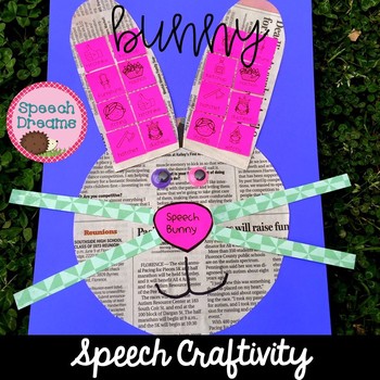 Preview of Easter Bunny Speech Therapy Craft with articulation and language GOALS