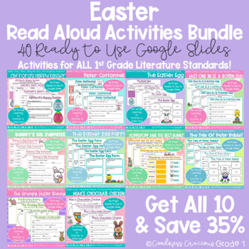 Preview of Easter Bunny Spring Read Aloud Bundle Activities for ALL 1st Grade Lit. Stand