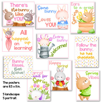 Easter Bunny Themed 10 Classroom Posters | Editable by Clementine's