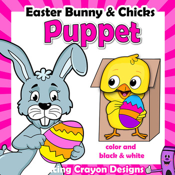 Preview of Easter Bunny Puppet BUNDLE with Chicks | Easter Craft Activity