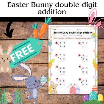 Preview of Easter Bunny double digit addition freebie