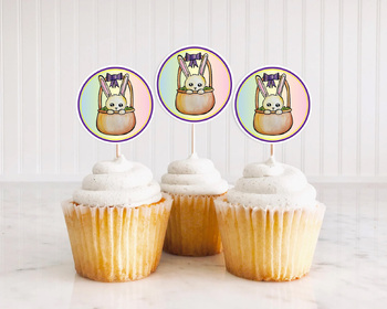 Angler Fish Watercolor Cupcake Toppers by KM Studio