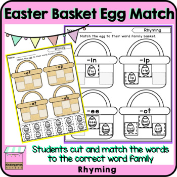 Preview of Easter CVC Words Rhyming and Word Families | Easter Egg Baskets