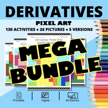 Preview of Easter Calculus Derivatives BUNDLE: Math Pixel Art Activities