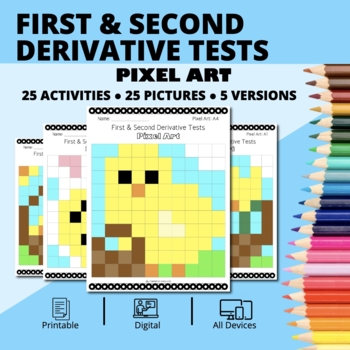 Preview of Easter: Calculus First & Second Derivative Tests Pixel Art Activity