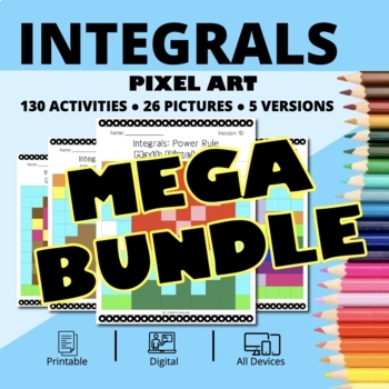 Preview of Easter Calculus Integrals BUNDLE: Math Pixel Art Activities