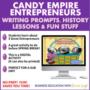 Preview of Easter Candy Entrepreneurs Writing Prompts, History, Fun - Digital