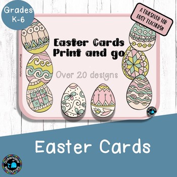 Preview of Easter Cards to Color -Print and go