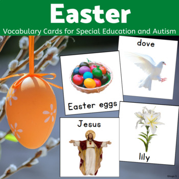 Preview of Easter Vocabulary Words Communication Cards Autism Visuals Nonverbal Students