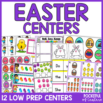 Preview of Easter Centers Kindergarten Math and Literacy Activities