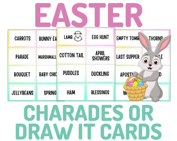 Preview of Easter Charades or Draw It Cards | Holiday Games | Creative Arts | Vocabulary