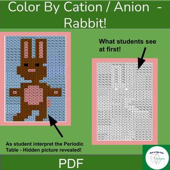 Preview of Easter Chemistry Puzzle - Cation, Anion Coloring Activity (Rabbit)