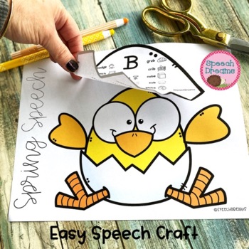 Preview of Easter Chick Speech Therapy Craft for Articulation & Language Activities Spring