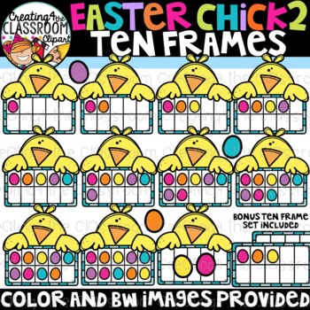 Preview of Easter Chicks 2 Ten Frames Clipart {Easter Clipart}