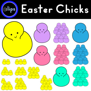 Preview of Easter Chicks Marshmallow Candy Count 0-10 Yellow Purple Green Blue Pink Spring