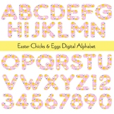 Easter Chicks Pattern Digital Alphabet Clipart