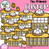 Easter Chicks and eggs Clip Art Ten Frames. Contando polli