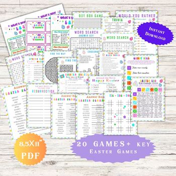 Preview of Easter Classroom Games, Bundle, Activities Family Kids Activity Word Find Spring