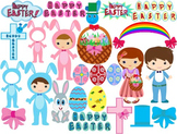 Easter Clip Art - PNG,EPS-egs, rainbow, rabbit, bunny scho