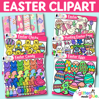 Preview of Easter Clipart Bundle: Digital Paper, Bunny, Eggs, Chicks, Candy PNG Clip Art