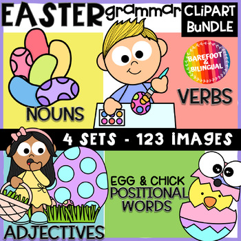 Preview of Easter Grammar Clipart Bundle - Parts of Speech Easter Clip Art