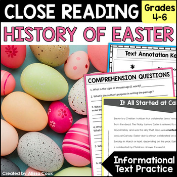 Preview of Easter Close Reading ELA Comprehension Activities | Easter Printables