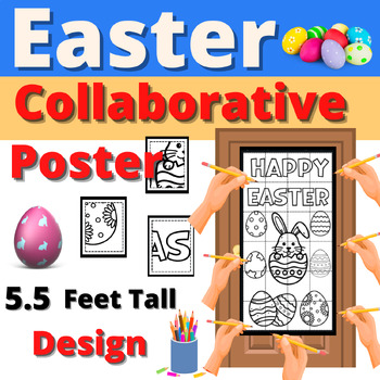 Preview of Easter Collaborative Poster Spring Door Decor Egg Bulletin Board Resource